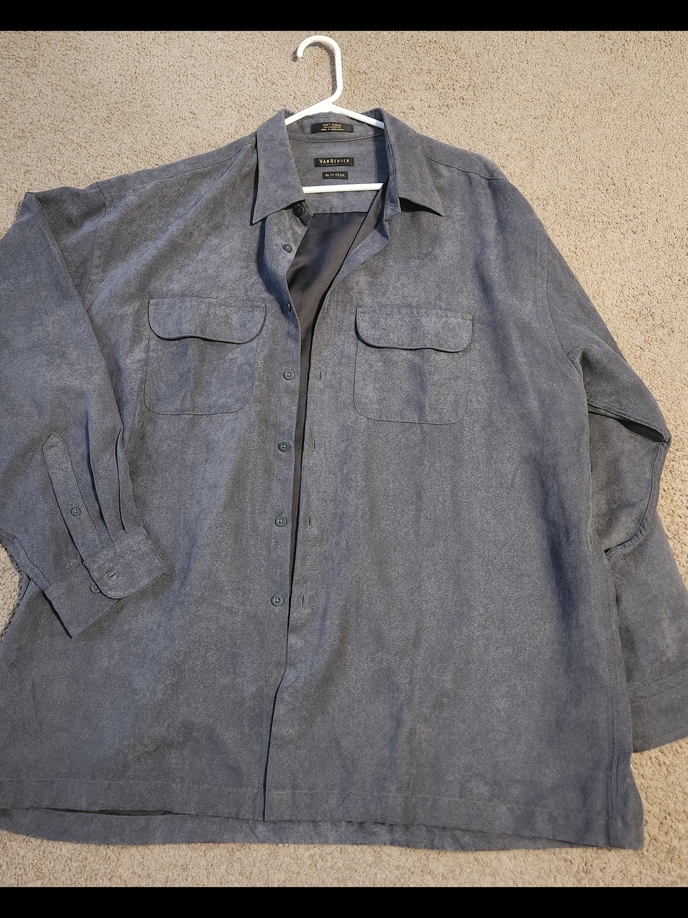 Van Heusen Gray Suede Button Front Shirt